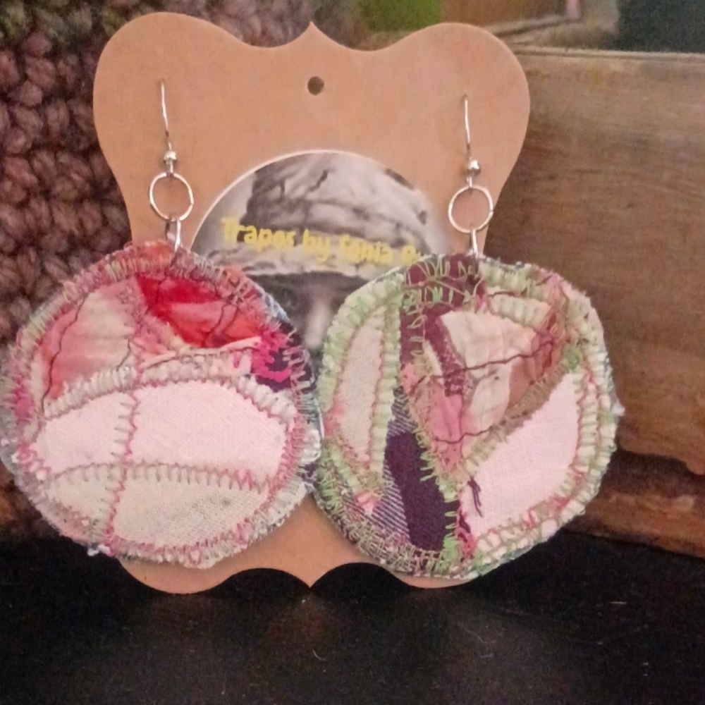 Handcrafted Patchwork Fabric Earrings